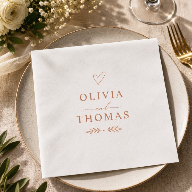 Boho Minimalist Terracotta Wedding Party Napkin (Creator Uploaded)