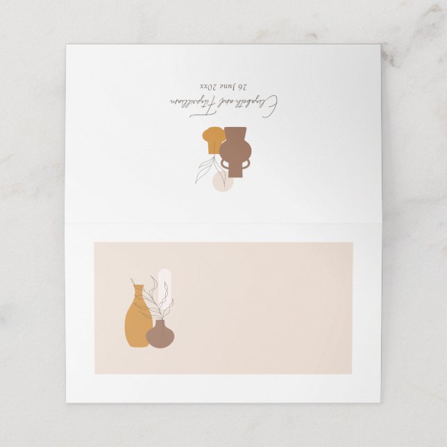 Boho Minimalist Vases Names To Handwrite Wedding  Place Card (Outside Unfolded)