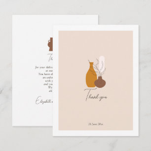 Boho Minimalist Vases Wedding Thank You Card