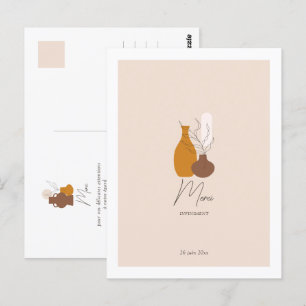 Boho Minimalist Vases Wedding Thank You  Postcard