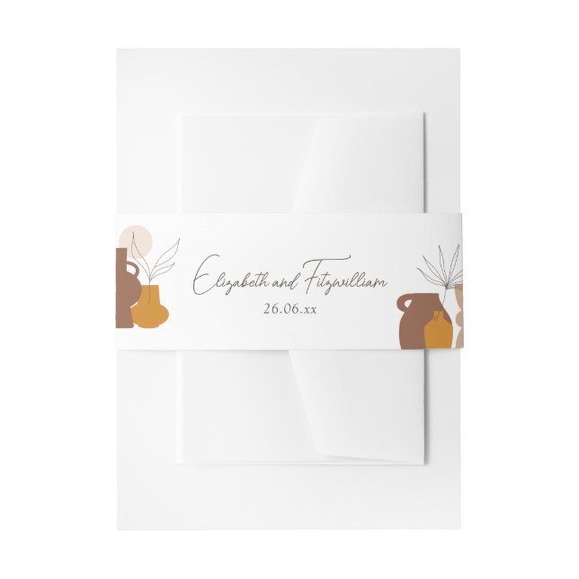 Boho Minimalist Vases Wraparound Invitation Belly Band (Front Example)
