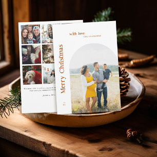 Boho Minimalist Vintage Photo Christmas Family Holiday Card