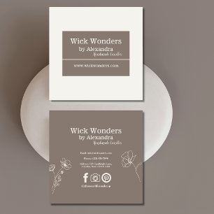 Boho Minimalistic Candle Making Square Business Card
