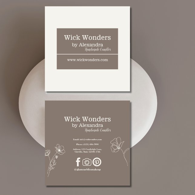 Boho Minimalistic Candle Making Square Business Card (Creator Uploaded)