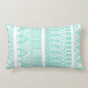 Boho Mint Aztec Lumbar Cushion