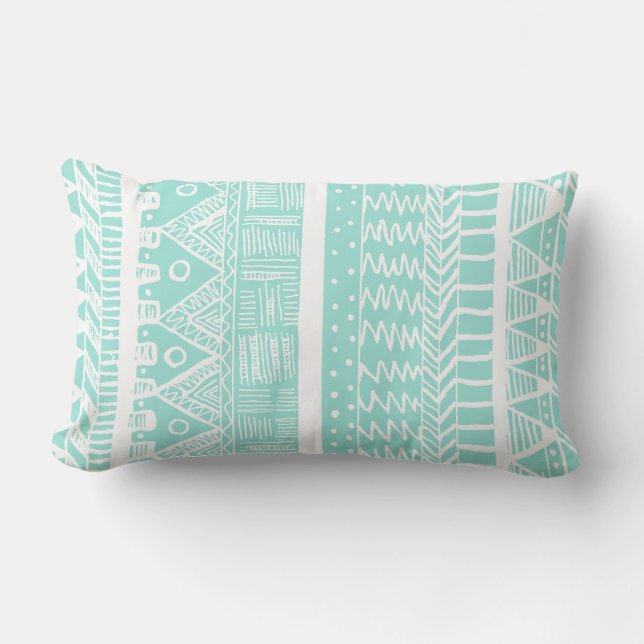Boho Mint Aztec Lumbar Cushion (Front)