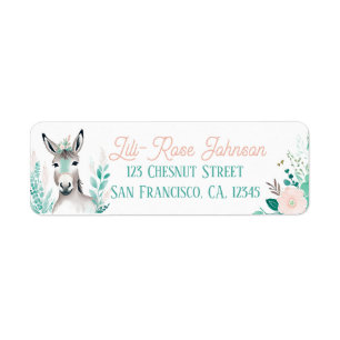 Boho Mint Green Donkey Return Address Labels 