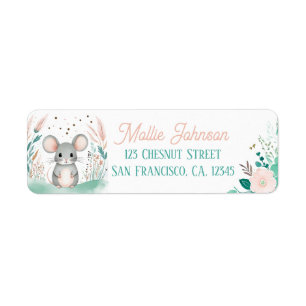 Boho Mint Green Mouse Return Address 