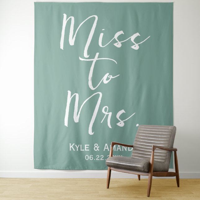 Boho Miss to Mrs Wedding Bridal Shower Backdrop Tapestry (In Situ)