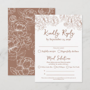 Boho Mocha Mousse Modern Wedding Meal Options and RSVP Card