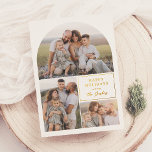 Boho Modern 4 Photo Collage Arch Christmas Photo<br><div class="desc">Give your Christmas cards a sparkle with real gold, silver, or rose gold foil! This elegant finish is sure to elevate your cards to the next level. Make your Christmas cards stand out with this minimal boho design, featuring an arch-shaped photo collage with three of your favourite photos and a...</div>