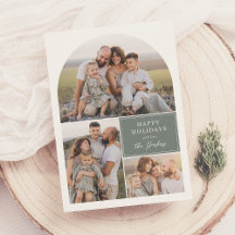 Boho Modern 4 Photo Collage Arch Christmas Photo