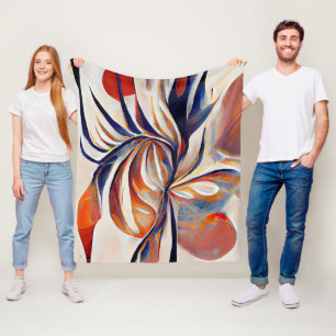 Boho Modern Abstract Artwork Fleece Blanket