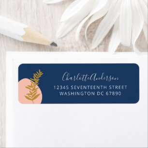 Boho Modern Botanical Art Blue Return Address