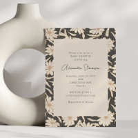 Boho Modern Botanical Black and Ivory Baby Shower