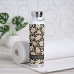 Boho Modern Botanical Black Ivory Personalised Water Bottle<br><div class="desc">Boho Modern Botanical Black and Ivory Personalised Water Bottle</div>