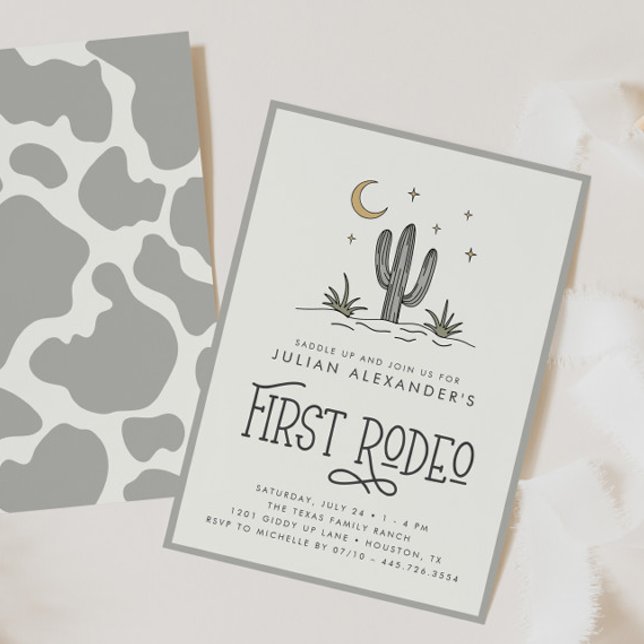 Boho Modern Boys First Rodeo 1st Birthday Invitation (Creator Uploaded)