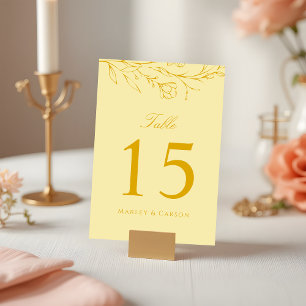 Boho Modern Butter Yellow Wedding Table Number