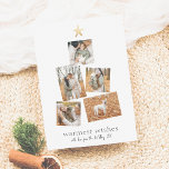 Boho Modern Christmas Tree 5 Photo Collage Holiday<br><div class="desc">A modern, simple holiday card that features five of your favourite photos arranged in a Christmas tree shape. At the top of the photo arrangement, there is a faux gold star. This gold is just a printed image, but a real gold foil version of this design is available in our...</div>