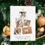 Boho Modern Christmas Tree 5 Photo Collage Holiday<br><div class="desc">A modern, simple holiday card that features five of your favourite photos arranged in a Christmas tree shape. At the top of the photo arrangement, there is a faux gold star. This gold is just a printed image, but a real gold foil version of this design is available in our...</div>