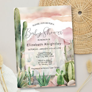 Boho Modern Desert Nature Cactus Baby Shower Invitation