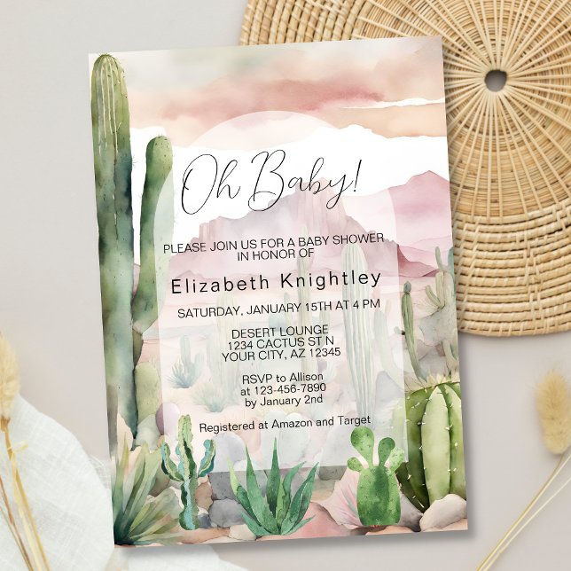 Boho Modern Desert Nature Cactus Baby Shower Invitation (Creator Uploaded)