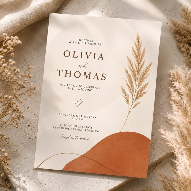 Boho Modern Earth Tone Terracotta Wedding Invitation (Creator Uploaded)