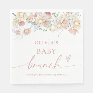 Boho Modern Floral Baby Shower Paper Napkins