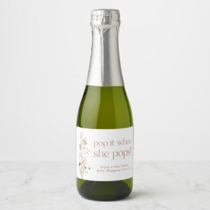 Boho Modern Floral Baby Shower Sparkling Wine Labe Label