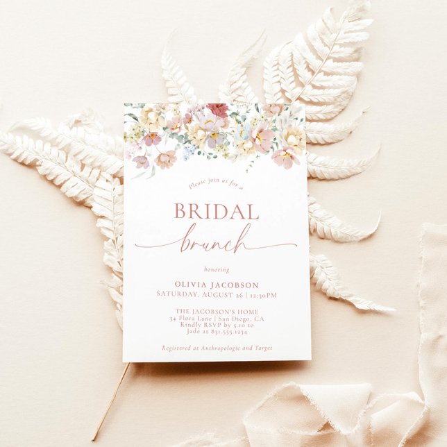 Boho Modern Floral Bridal Shower | Bridal Brunch Invitation (Creator Uploaded)