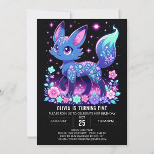 Boho Modern Fox Digital Birthday Invitation