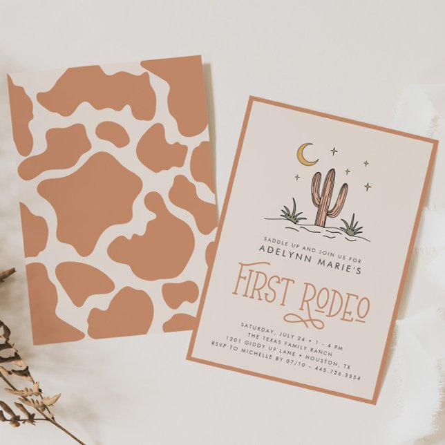 Boho Modern Girls First Rodeo 1st Birthday Invitation (Creator Uploaded)