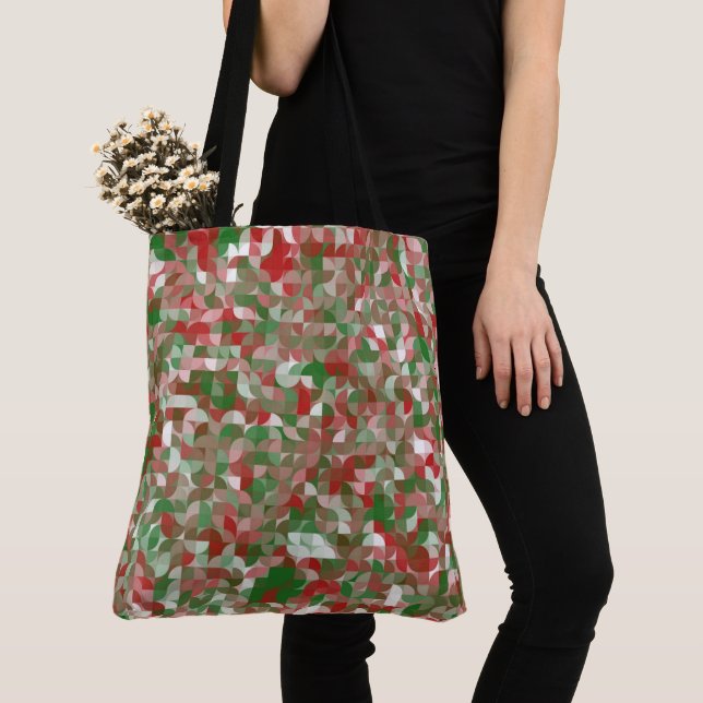 Boho Modern Groovy Christmas Geometric Pattern  Tote Bag (Close Up)