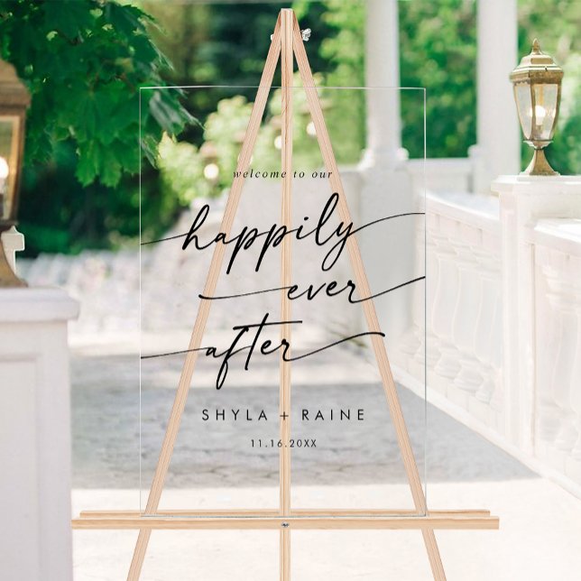 Boho Modern Happily Clear Acrylic Wedding Welcome Sign (Boho Modern Happily Clear Acrylic Wedding Welcome Acrylic Sign)