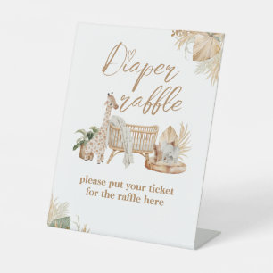 Boho Modern Heart Font Baby Shower Diaper Pedestal Sign