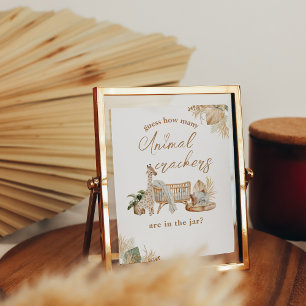 Boho Modern Heart Font Baby Shower Guess Game Sign