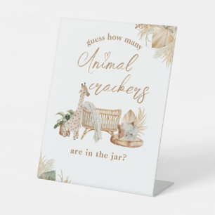 Boho Modern Heart Font Baby Shower Guess Game Sign