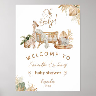 Boho Modern Heart Font Baby Shower  Poster