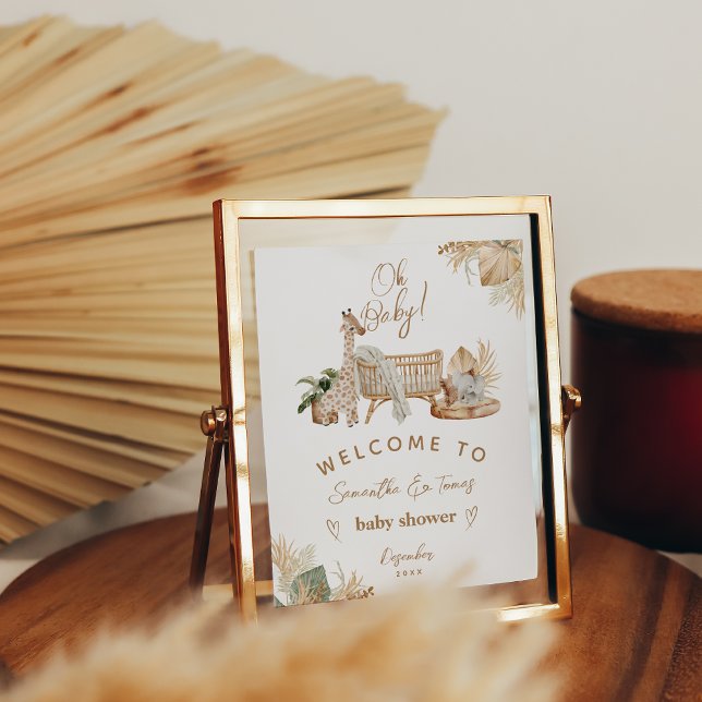 Boho Modern Heart Font Baby Shower Welcome Poster (Creator Uploaded)