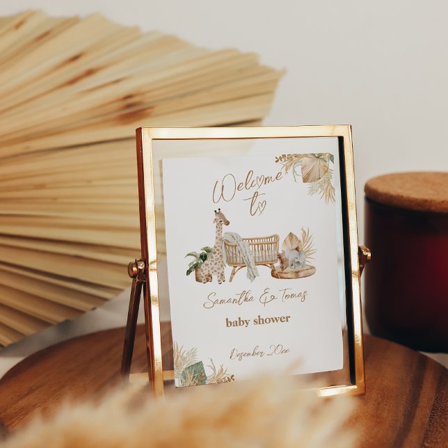 Boho Modern Heart Font Baby Shower Welcome Poster (Creator Uploaded)