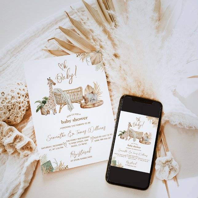 Boho Modern Heart Gender Neutral Baby Shower Invitation (Creator Uploaded)