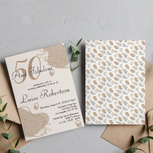 Boho Modern Leaf All Ages Birthday Invitation