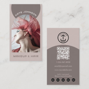 Boho Modern Makeup Hair Arch Photo QR Code Logo Business Card