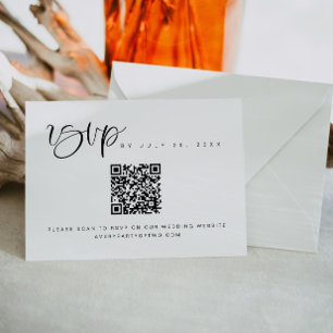 Boho Modern Minimalist QR Code Wedding RSVP Invitation