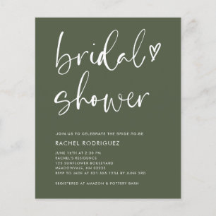 Boho Modern Olive Green Bridal Shower Flyer