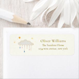 Boho Modern Raindrop Boy Shower Return Address
