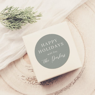 Boho Modern Sage Green Christmas Classic Round Sticker
