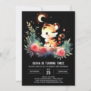 Boho Modern Tiger Birthday Invitation