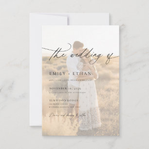Boho Modern Vellum Overlay Photo QR Code Wedding  Invitation