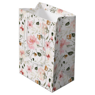 Boho modern watercolor floral medium gift bag